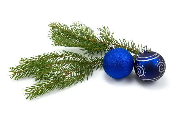 Jedle větev s vánoční ozdoby — Stock fotografie