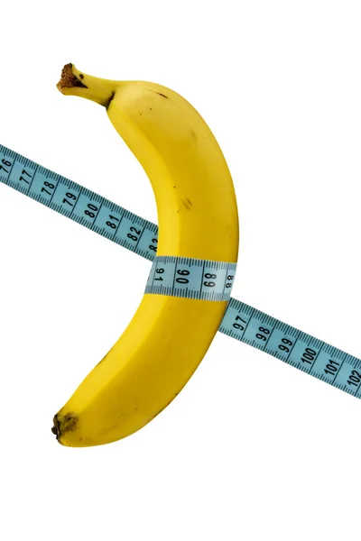 Saúde Nutrição Banana Com Fita Métrica — Fotografia de Stock