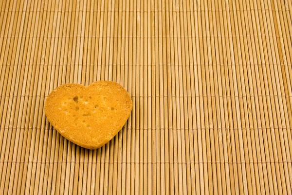 Szív Alakú Cookie Bambusz Csíkos Asztalterítő — Stock Fotó