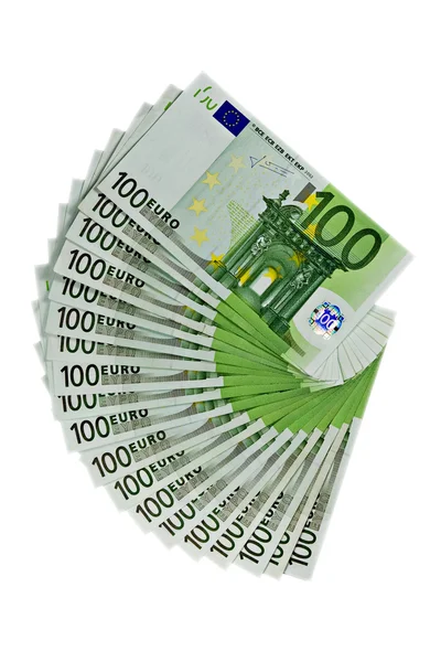 Hundra Euro Sedlar Vit Bakgrund — Stockfoto