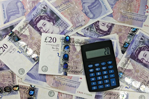 Pénznem kalkulátor és Angliában — Stock Fotó