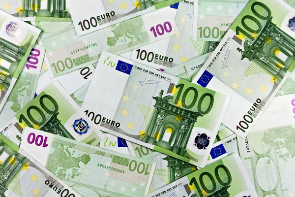 纸币的欧元货币 一百欧元背景 — 图库照片