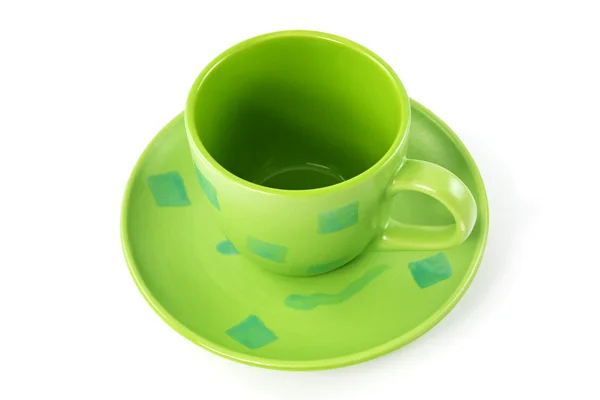 Порожня зелена чашка з тарілкою — стокове фото