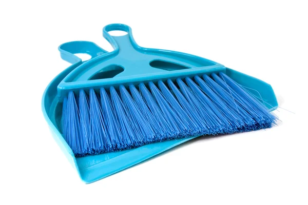 Scoop azul para pó e escova — Fotografia de Stock