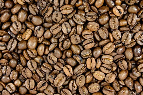 Detail Pražených Kávových Zrn Pozadí — Stock fotografie
