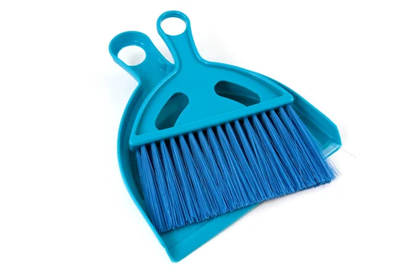 Blue Shovel Brush White Background — Stock Photo, Image
