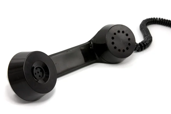 Schwarz Zerkratzt Telefonhörer Auf Weißem Hintergrund — Stockfoto