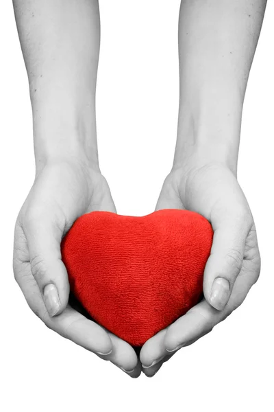 Ruce Srdcem Izolovaných Bílém Pozadí — Stock fotografie