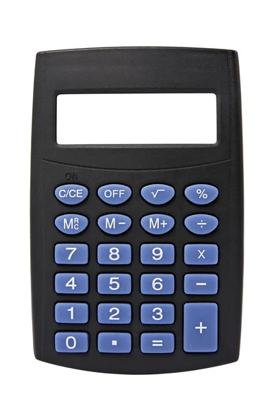 Černý Kalkulačka Prázdnou Obrazovkou Izolované Bílém Pozadí — Stock fotografie