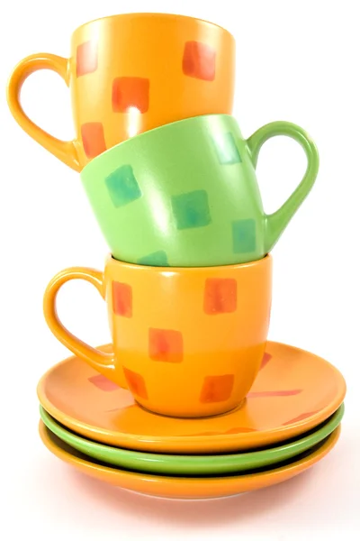 Drie kleurrijke cups — Stockfoto