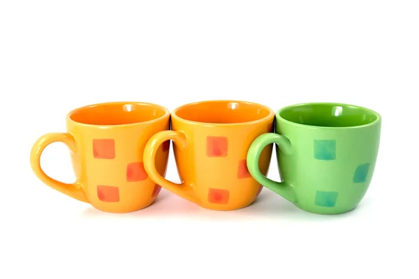 Üç renkli kahve fincanı. — Stok fotoğraf