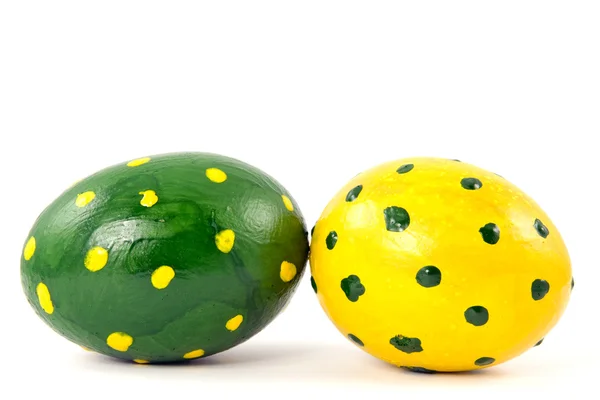 Gröna och gula påskägg — Stockfoto
