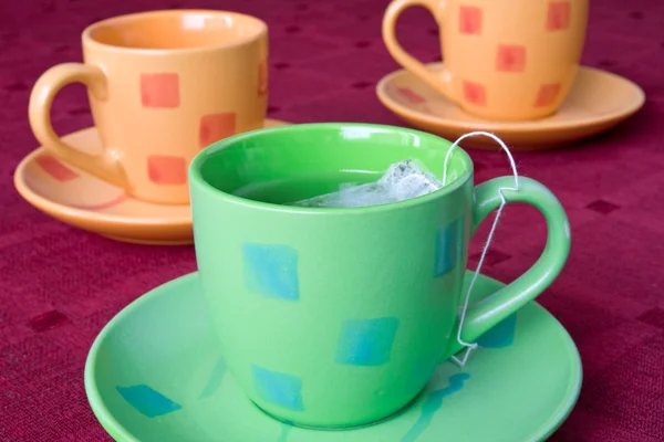 Drie potten van thee — Stockfoto