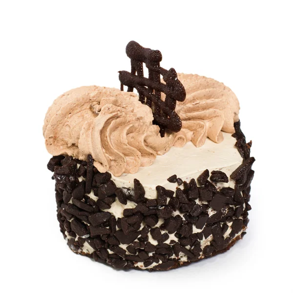 Pasta Krema Çikolata Çipi Beyaz Arka Plan Üzerinde Izole — Stok fotoğraf