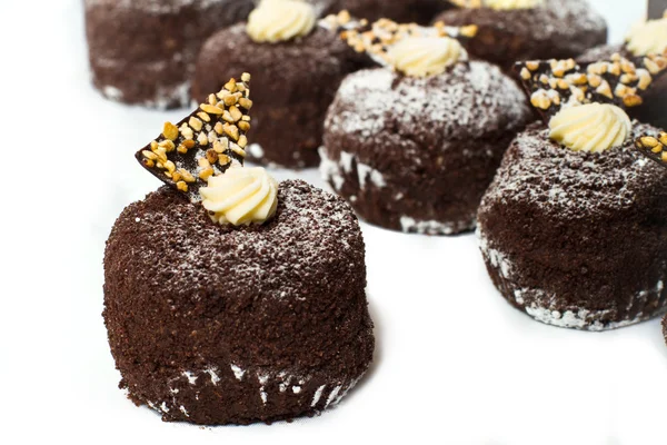 Cupcake Met Room Chocolade Achtergrond Van Cakes — Stockfoto