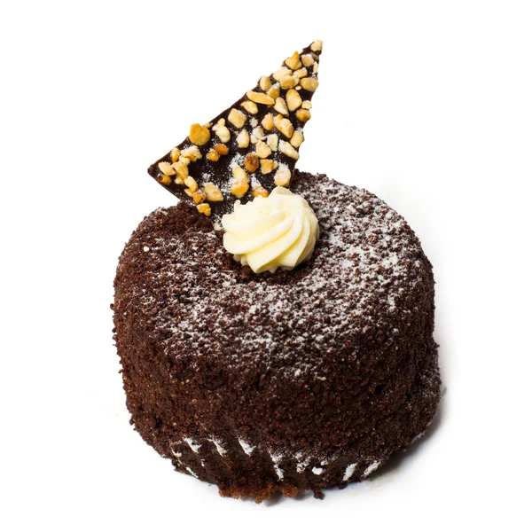Cupcake Met Room Chocolade Geïsoleerd Witte Achtergrond — Stockfoto
