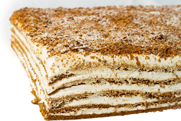Торт Слоями Крема Изолированный Белом Фоне — стоковое фото