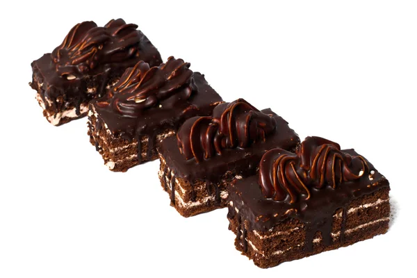 Kuchen Mit Sahne Und Schokolade Isoliert Auf Weißem Hintergrund — Stockfoto