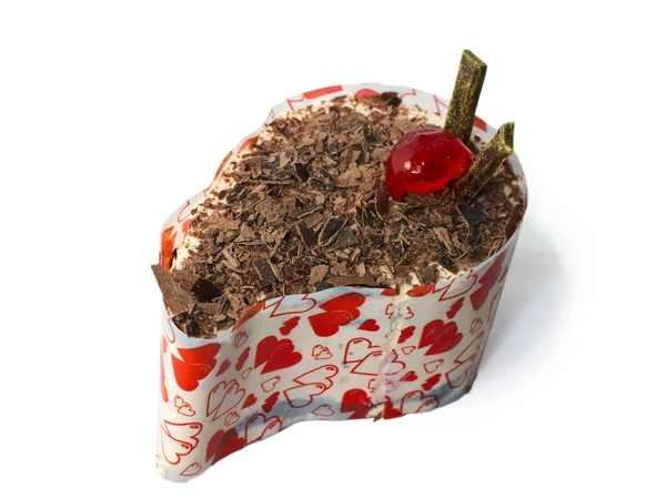 Торт Шоколадной Крошкой Вишней Изолированный Белом Фоне — стоковое фото