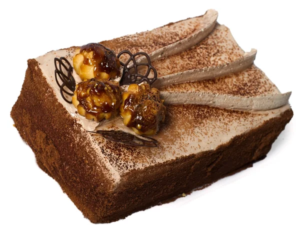Pasta Krema Çikolata Kahverengi Kırıntıları Beyaz Arka Plan Üzerinde Izole — Stok fotoğraf