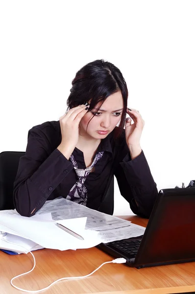 Young woman unable to cope with the work — Stock Photo, Image