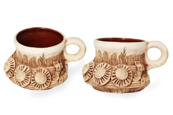 Caneca Chá Cerâmica Com Moldagem Decorativa — Fotografia de Stock
