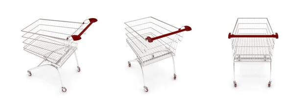 An empty shopping trolley cart on a white background — Stock Photo, Image