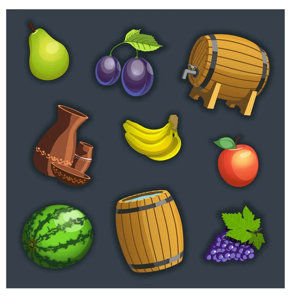 Fruit and barrel — Stock Vector