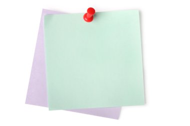 Blank paper notes with red pushpin clipart