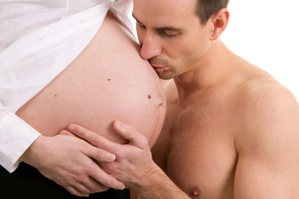 L'uomo ama la moglie incinta — Foto Stock