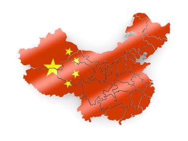 Map of China in Chinese flag colors clipart