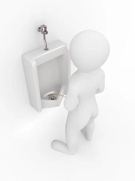 Men with urinal ob white isolated background — Stock Photo, Image
