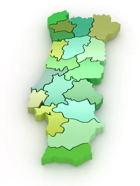 Mapa tridimensional de Portugal. 3d — Fotografia de Stock