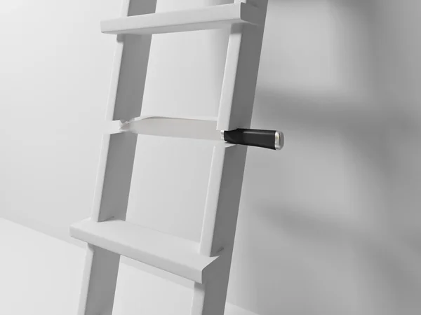 Cuchillo en lugar de escalones en las escaleras . — Foto de Stock
