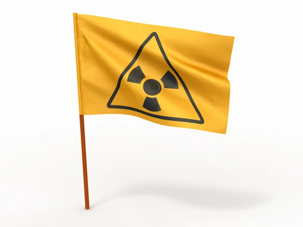 Flagge mit simbol der Strahlung. 3d — Stockfoto
