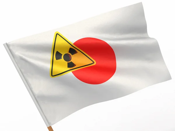 Japanska flaggan wiyh symbol för strålning — Stockfoto