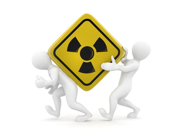 Two men with simbol of radiation — Stock Photo, Image