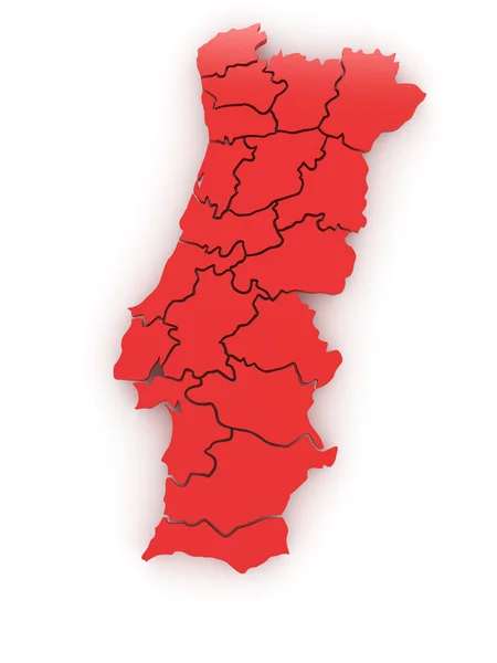 Trójwymiarowa mapa Portugalii — Zdjęcie stockowe
