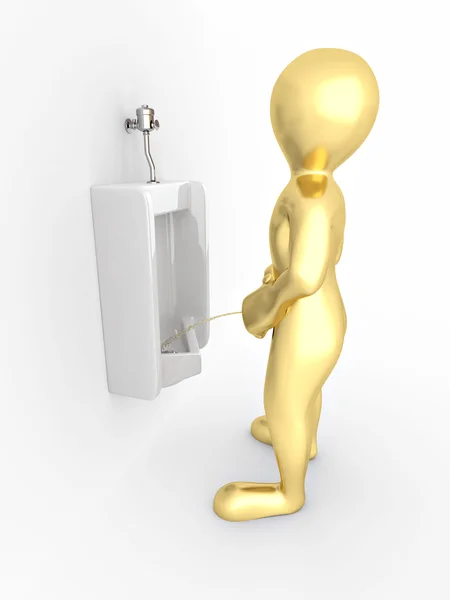 Mannen met urinoir ob witte geïsoleerd achtergrond — Stockfoto