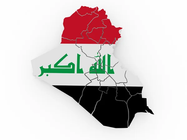 Map of Iraq in Iraqi flag colors — Stock Photo, Image