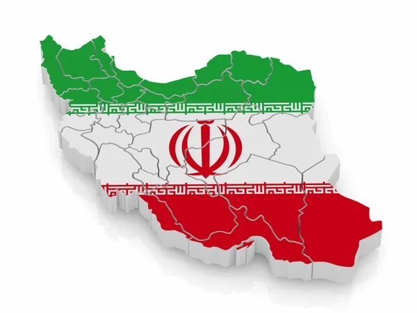 Map of Iran in Iranian flag colors — Stock Photo, Image