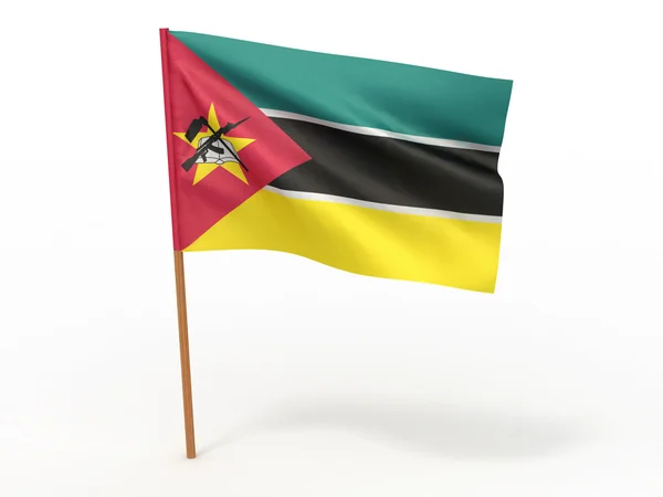 Bandeira a tremer ao vento. Mozambiqe — Fotografia de Stock