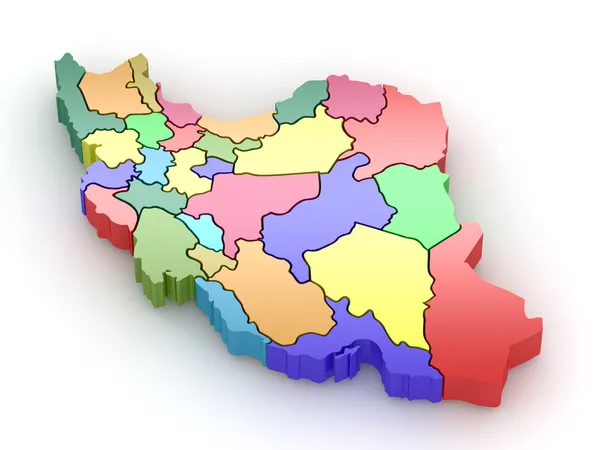 Trojrozměrná mapa Íránu — Stock fotografie