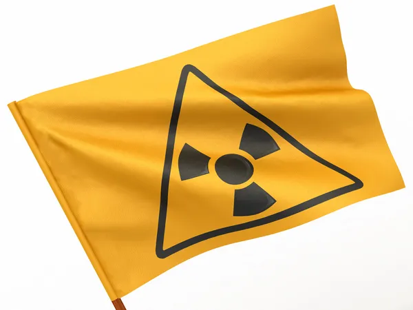 Flag with simbol of radiation. 3d — Stock Photo, Image