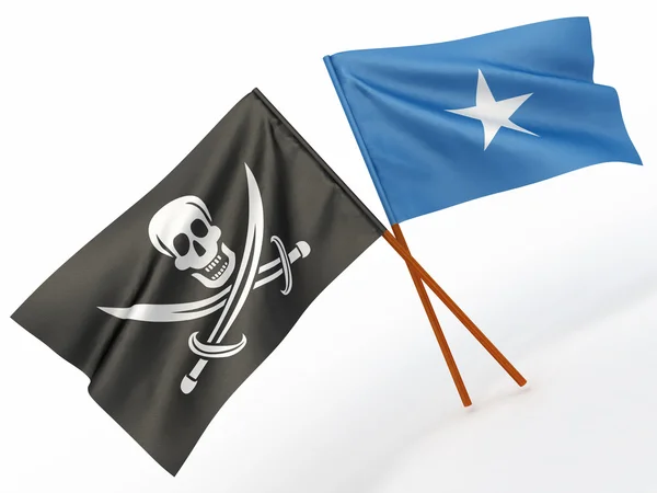 Vlajka somálských a holly roger — Stock fotografie