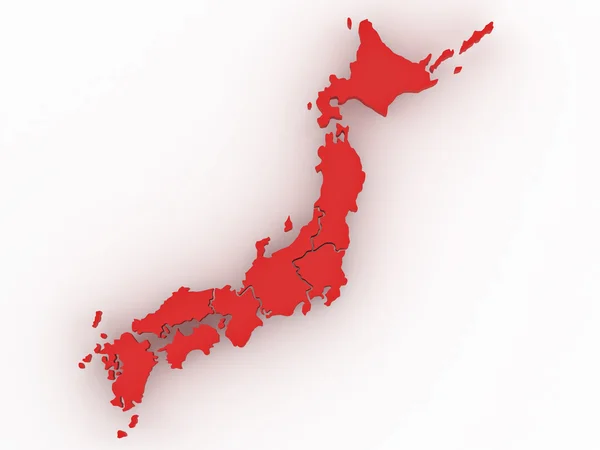 Mapa Japonska na bílém pozadí izolované. 3D — Stock fotografie