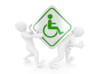 iki adam işareti tekerlekli sandalye ile