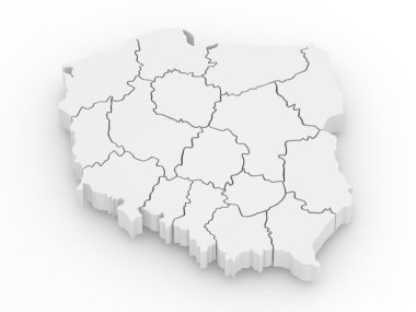 Three-dimensional map of Poland. 3d clipart