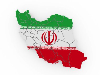 Map of Iran in Iranian flag colors clipart