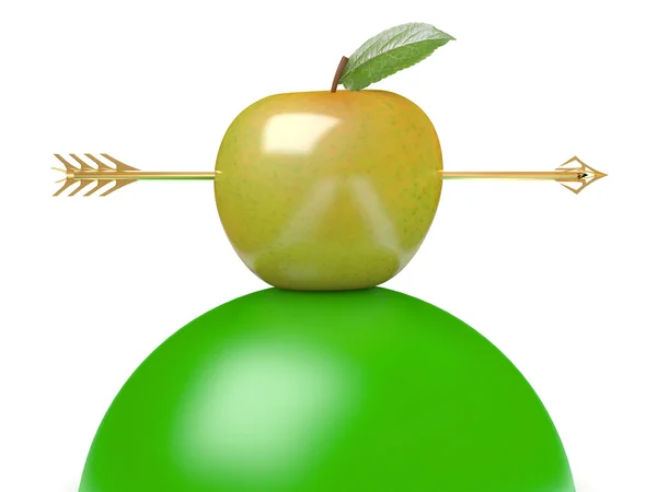 Pfeil durch den Apfel — Stockfoto